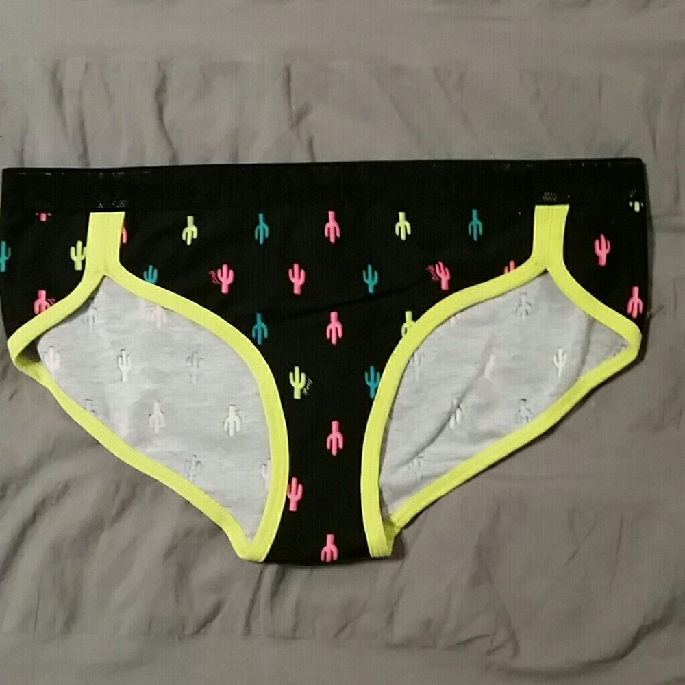 Neon yellow, blue and pink cactus PINK panties